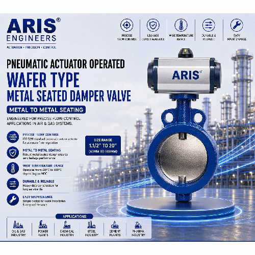 ARIS PNEUMATIC ACTUATOR OPERATED WAFER TYPE METAL SEATED DAMPER VALVE
