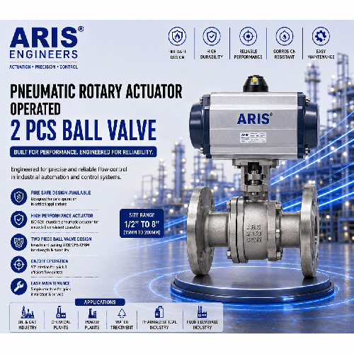 ARIS PNEUMATIC ROTARY ACTUATOR OPERATED 2 PCS BALL VALVE