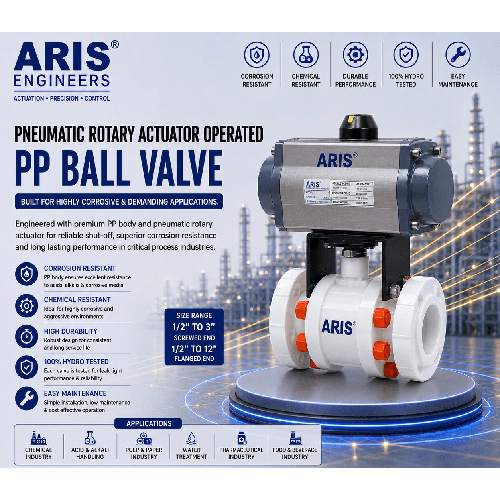 ARIS PNEUMATIC ROTARY ACTUATOR OPERATED PP BALL VALVE