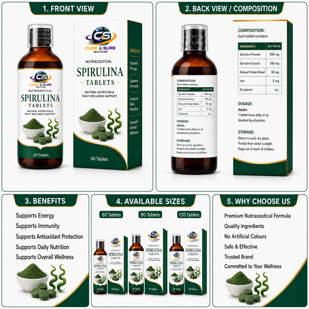Nutraceuticals  Spirulina Tablets Third Party Manufacturing