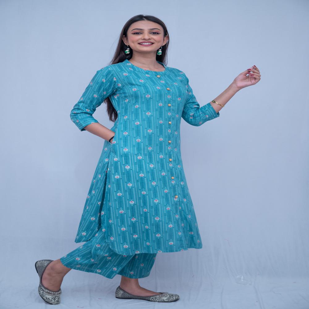 Rayon Two Piece Set Dark Green