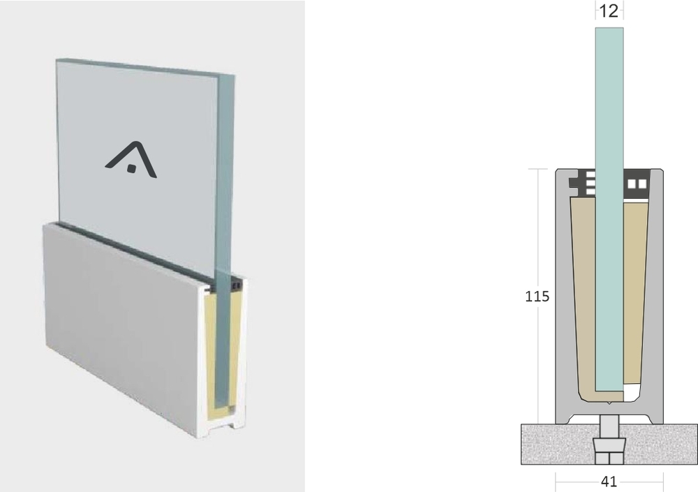 SN 02 115x41 Glass Interlocking Aluminum Glazing Profile