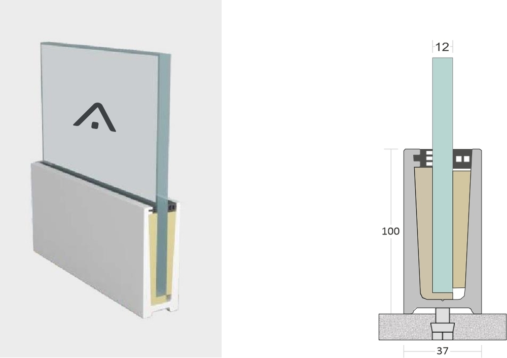SN 03 100x37 Glass Interlocking Aluminum Glazing Profile