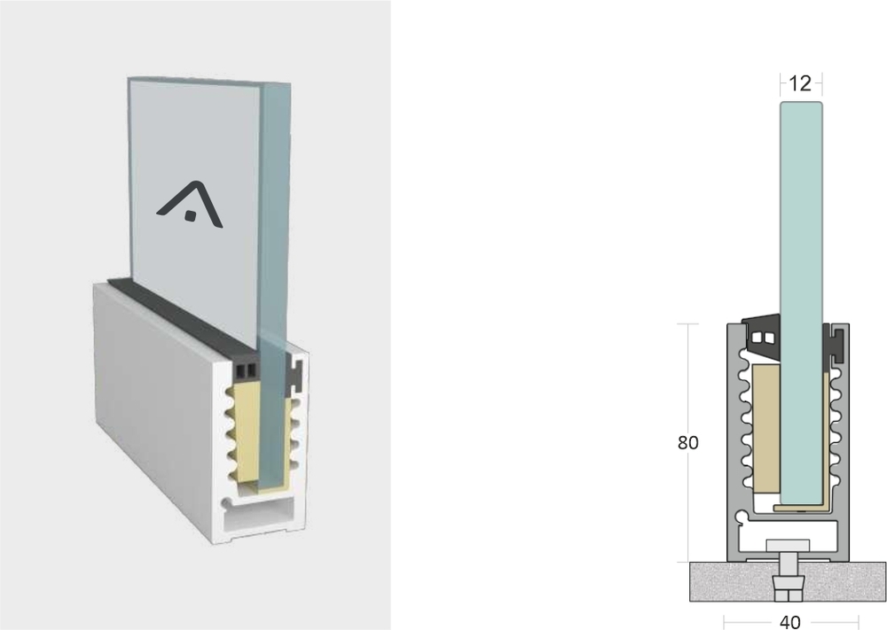 SN 05 80x40 Glass Interlocking Aluminum Glazing Profile