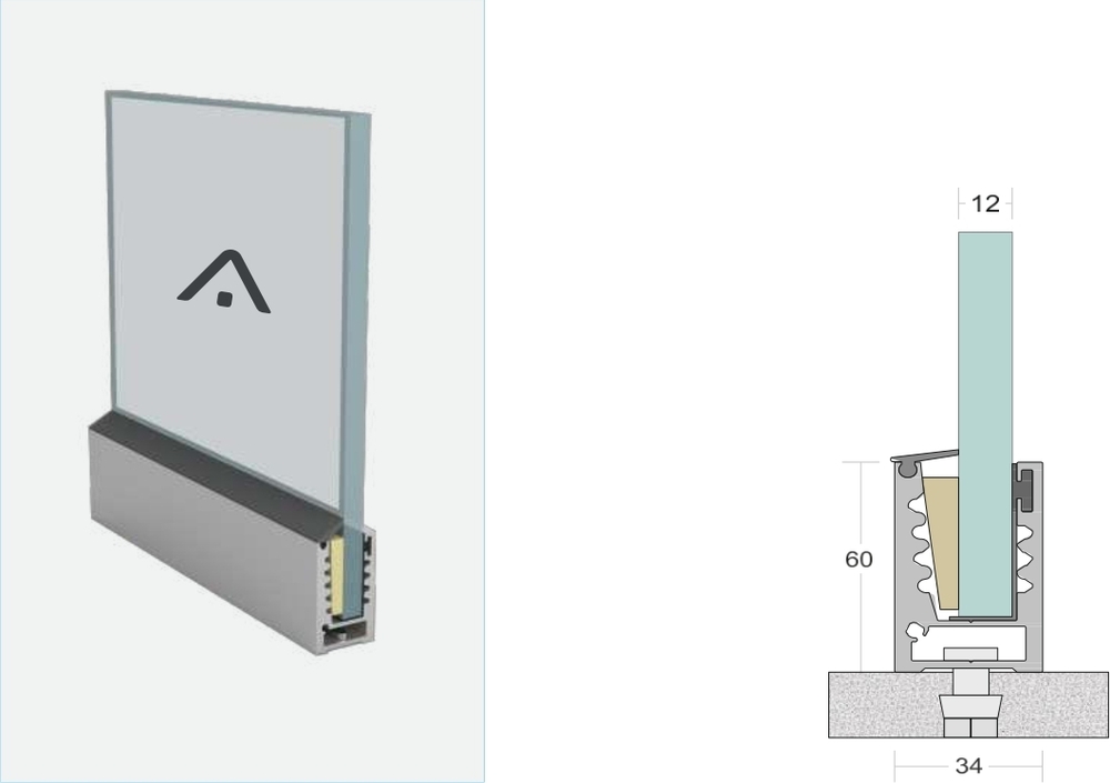 SN 06 60x34 Glass Interlocking Aluminum Glazing Profile