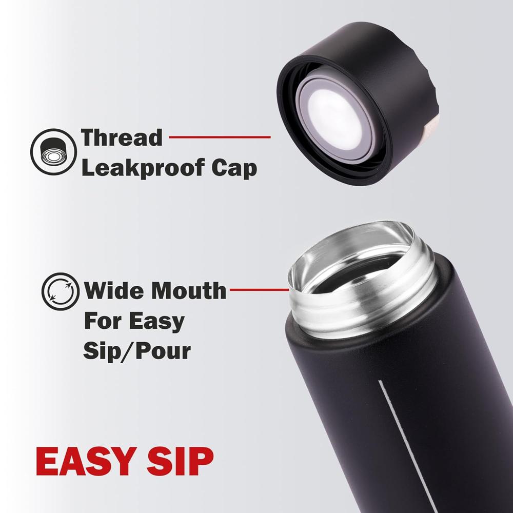 Cello Duke Insulated Stainless Steel Flask 400ml, Black | Double Wall Insulated 24 Hours Hot or Cold Thermos Thermosteel Flask Water Bottle for Office School Gym Hiking Trekking & Travel