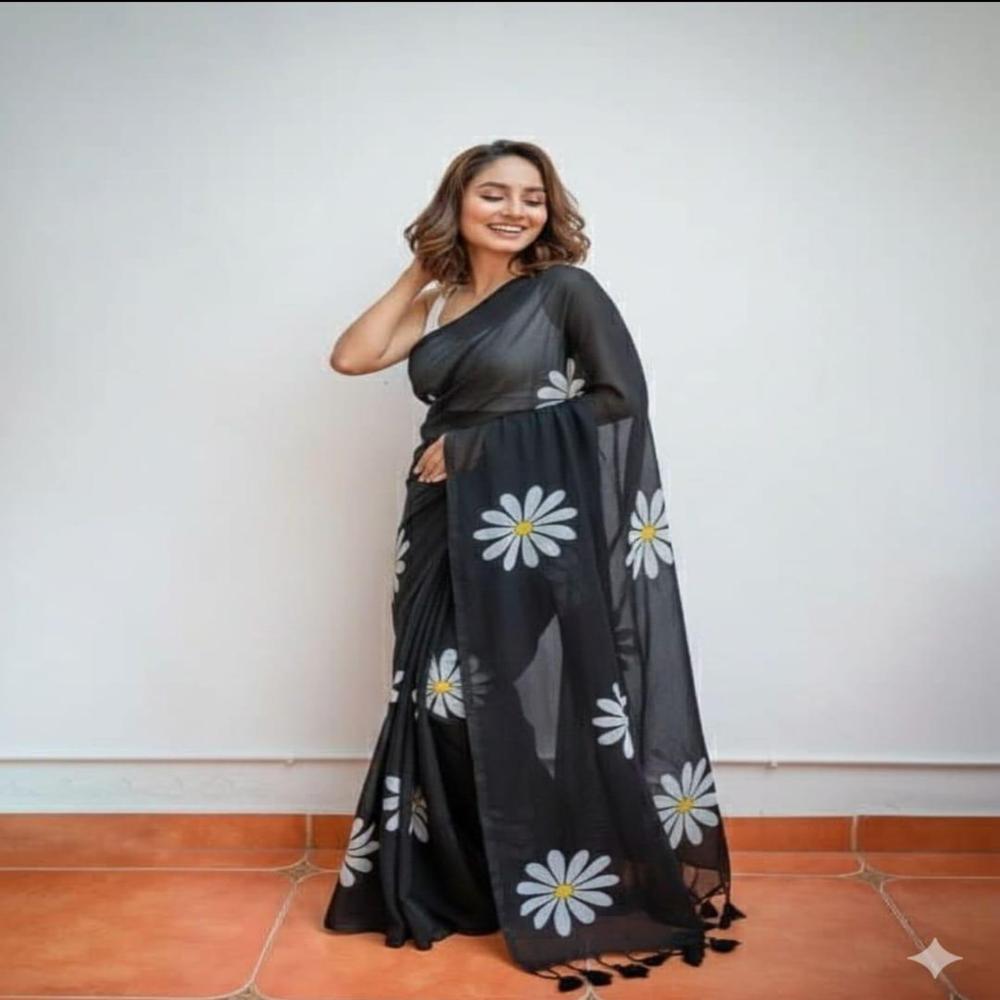 Linen Sarees - Color: As Per Images