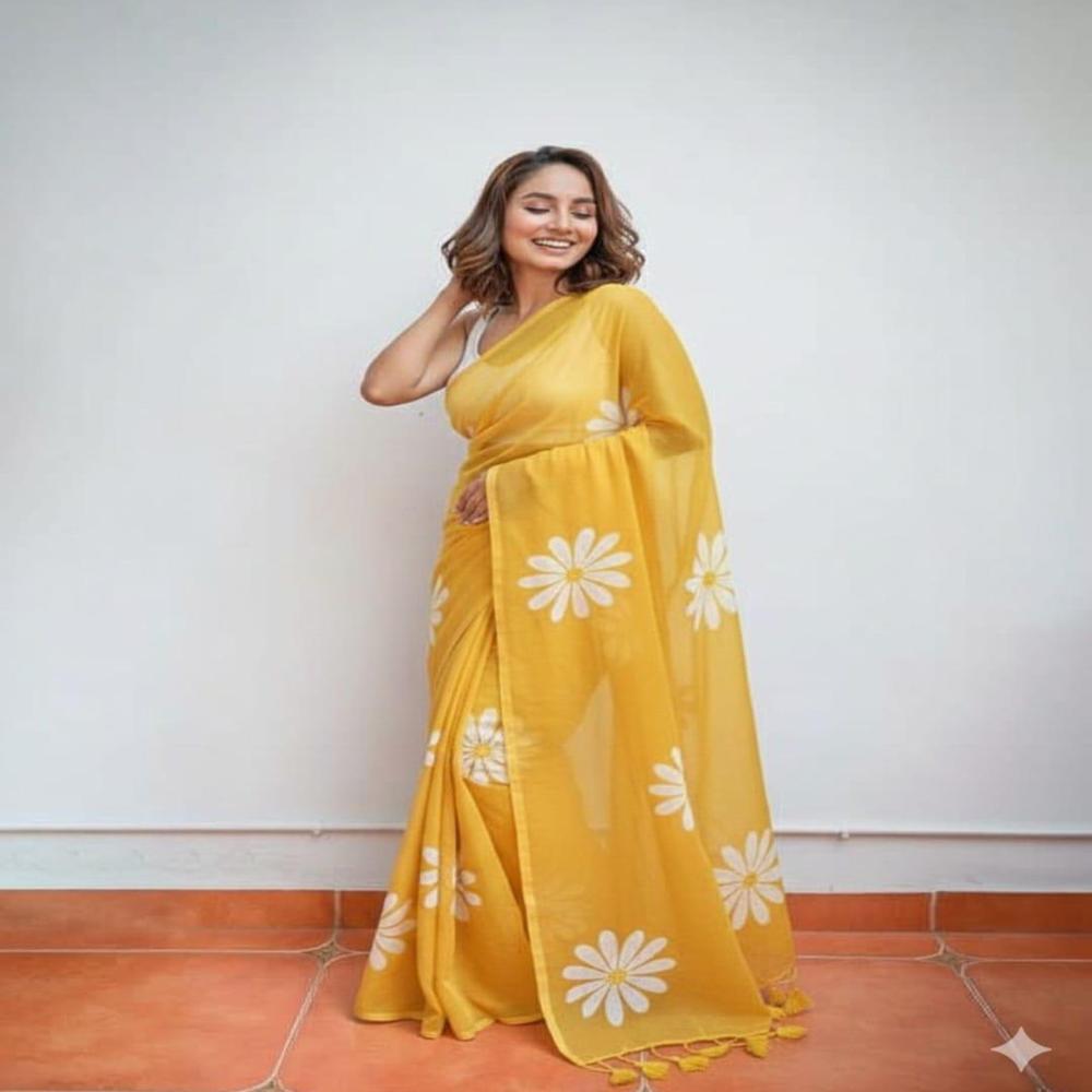 Linen Sarees - Color: As Per Images
