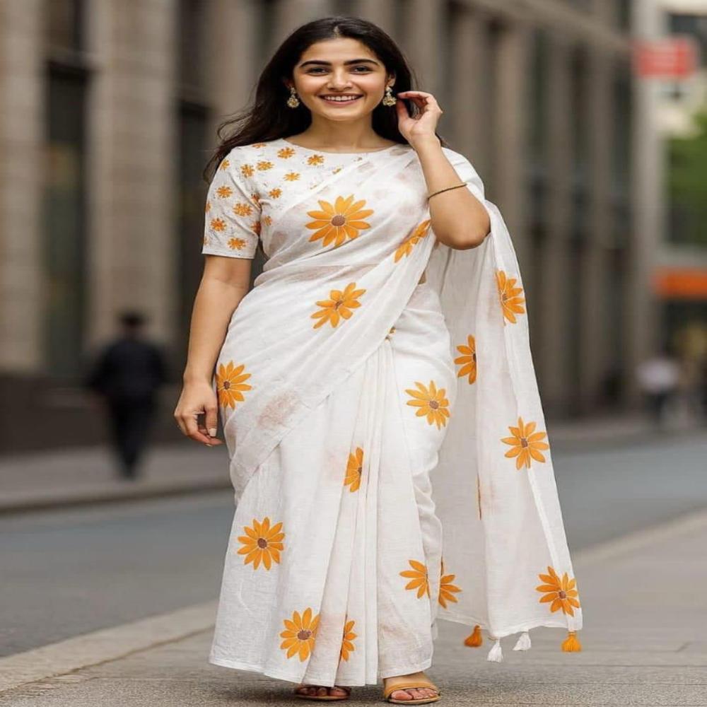 Linen Sarees - Color: As Per Images