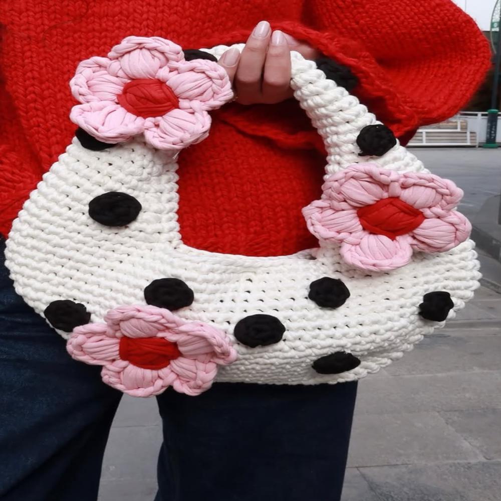 Cherry Blossom Crochet Tote