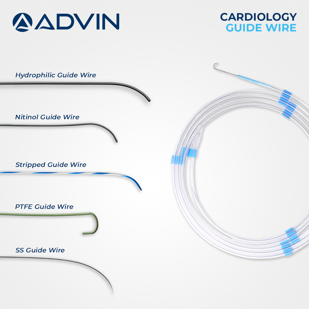 Precision Steerable Guidewire - Hydrophilic Nitinol Ptfe Stainless Steel, Standard Length, White With Blue Accents | Flexible Steerable Tip, Hydrophilic Coating, Radiopaque, Sterile Blister Pack