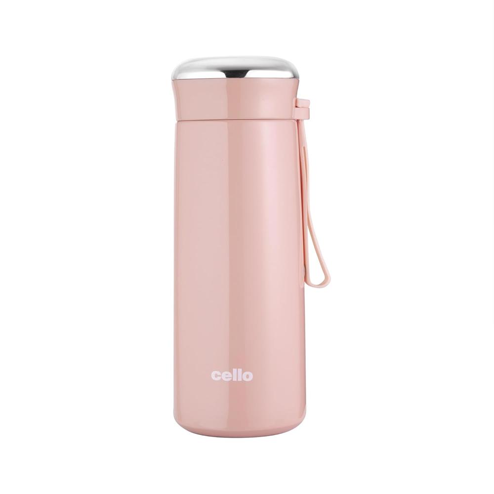 Cello Bliss Thermosteel Flask, 400ml, Peach | 24 Hours Hot and Cold Stainless Steel Bottle | Flask for Tea Coffee | Ideal for Office, Gym, Home, Kitchen, Hiking, Travel Bottle