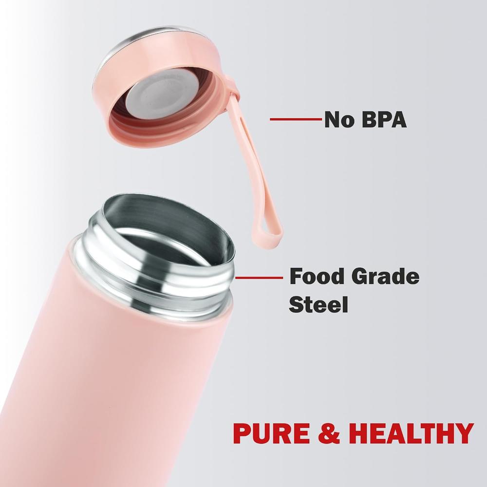 Cello Bliss Thermosteel Flask, 400ml, Peach | 24 Hours Hot and Cold Stainless Steel Bottle | Flask for Tea Coffee | Ideal for Office, Gym, Home, Kitchen, Hiking, Travel Bottle