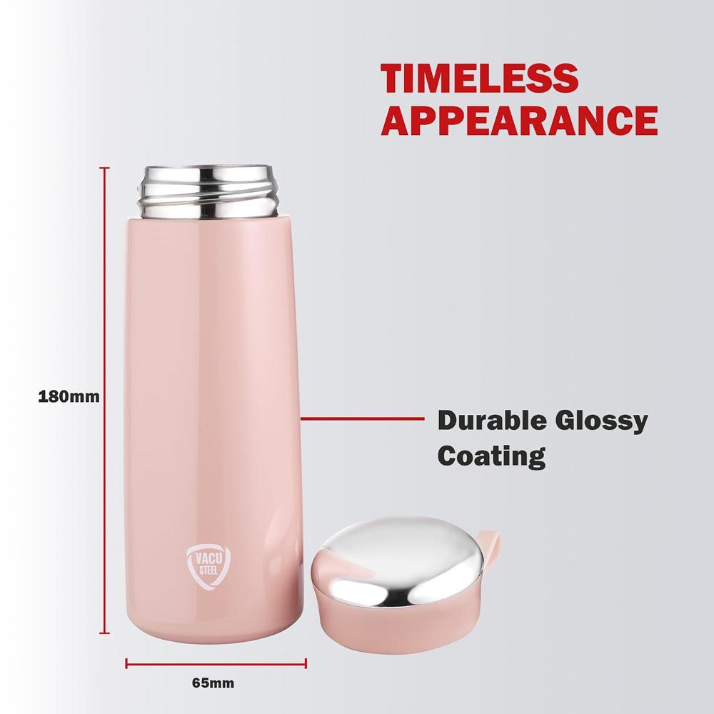 Cello Bliss Thermosteel Flask, 400ml, Peach | 24 Hours Hot and Cold Stainless Steel Bottle | Flask for Tea Coffee | Ideal for Office, Gym, Home, Kitchen, Hiking, Travel Bottle