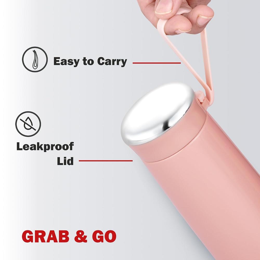 Cello Bliss Thermosteel Flask, 400ml, Peach | 24 Hours Hot and Cold Stainless Steel Bottle | Flask for Tea Coffee | Ideal for Office, Gym, Home, Kitchen, Hiking, Travel Bottle
