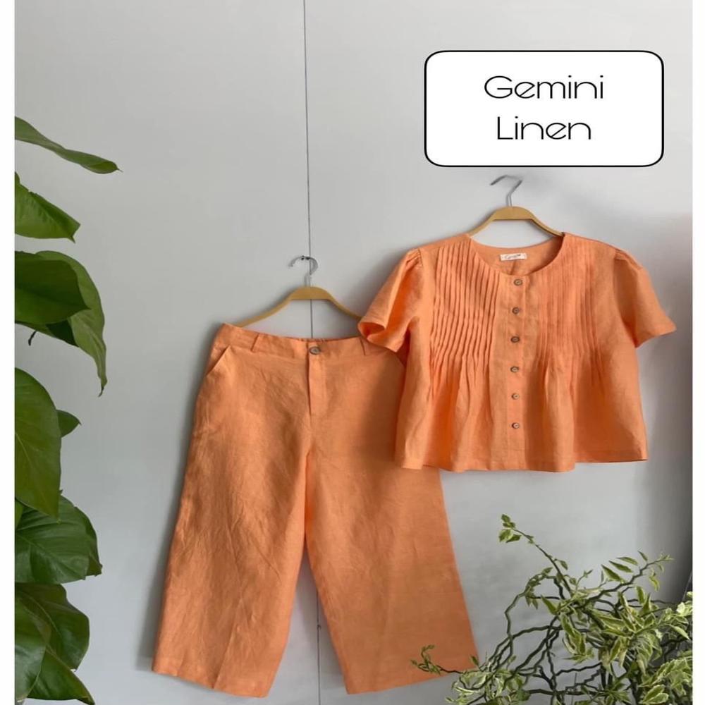 Sunset Peach Linen Set