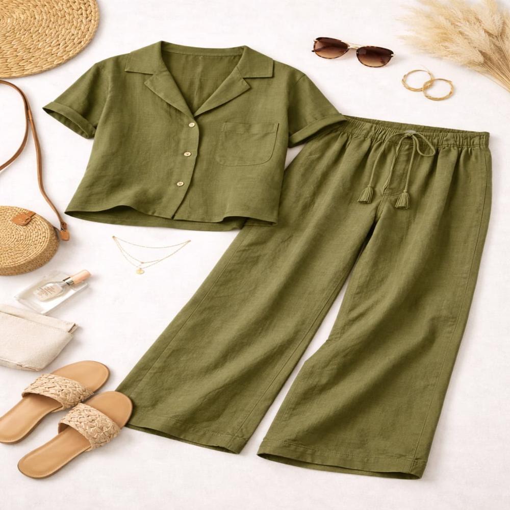 Olive Linen Co-ord Set
