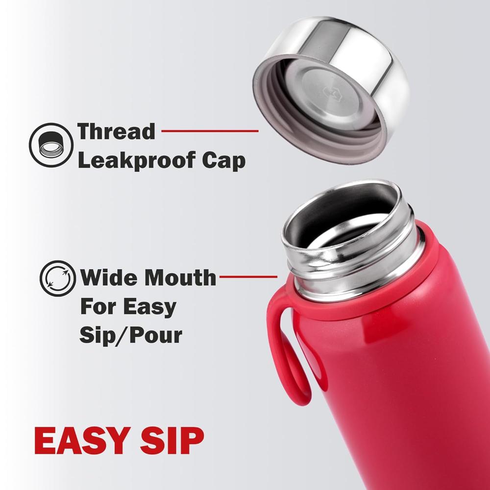 Cello Glitz Thermosteel Flask, 300ml, Red | 24 Hours Hot and Cold Stainless Steel Bottle | Flask for Tea Coffee | Ideal for Office, Gym, Home, Kitchen, Hiking, Travel Bottle