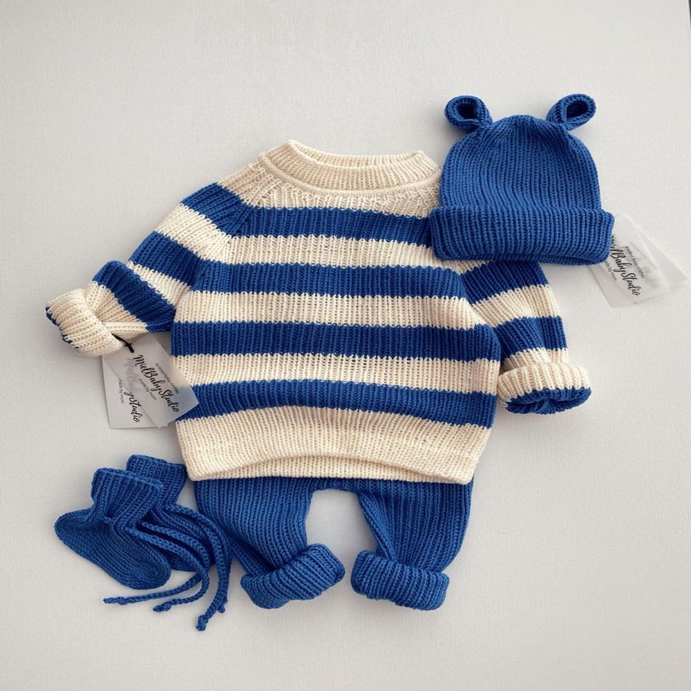 Cobalt Stripe Baby Set