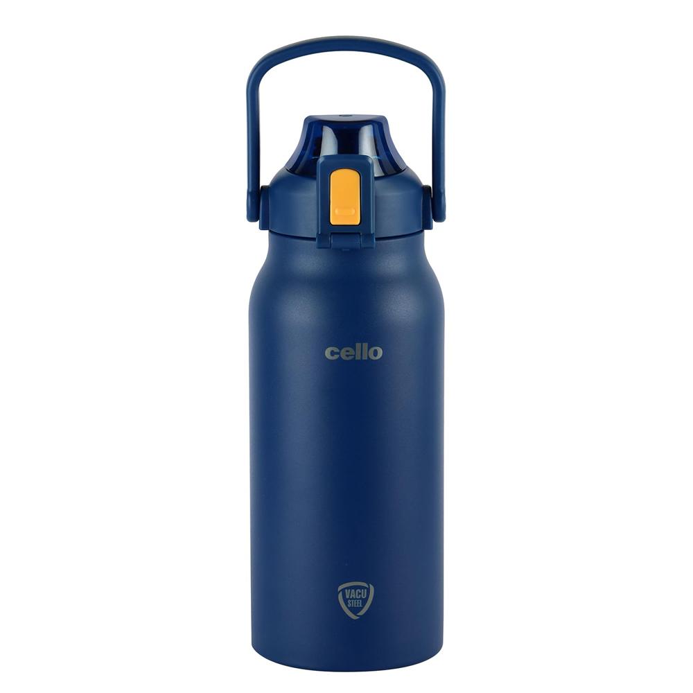 Cello Customized/personalized Duro Accord Stainless Steel Insulated Water Bottle -1.5 Liters, Blue | 24 Hours Hot & Cold | Wide Mouth Thermo Flask | Ideal For Tea & Coffee, Hot & Cold Beverages - Coating Type: Na