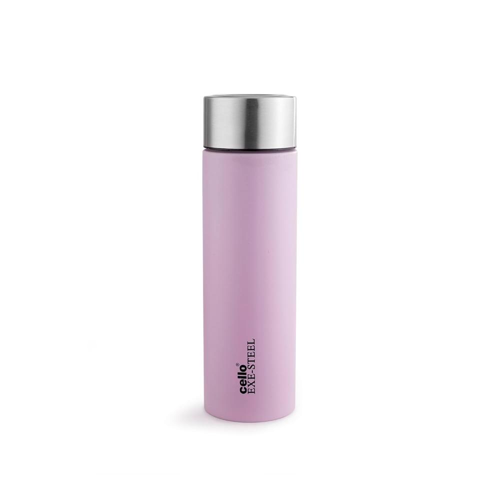 CELLO H2O Matt Stainless Steel Flask 1000ml, Light Pink | Food-Grade Safe & Leak-Proof | Leak Proof & Wide Mouth | Ideal for Cold Beverages | Home | Kitchen | Hiking