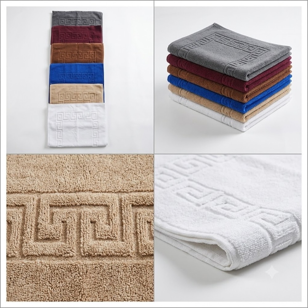 Colour Bath Mat - Cotton, 20x30 Inches | Washable, Available In White, Brown, Grey, Beige, Marron, Royal Blue