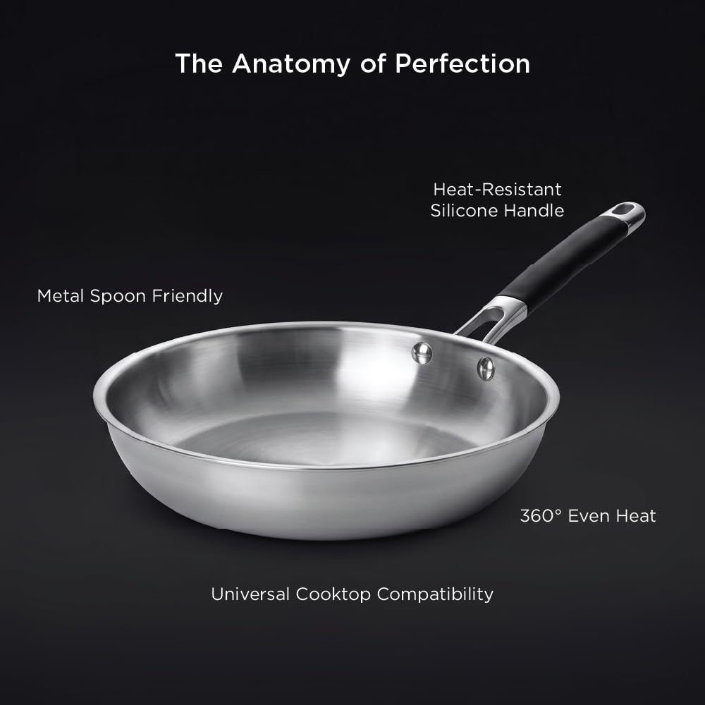 Meyer Trivantage Pro Stainless Steel Open Fry Pan | Healthy, Non Toxic | Frypan | 18CM | 10 Year Warranty | Silver  32101