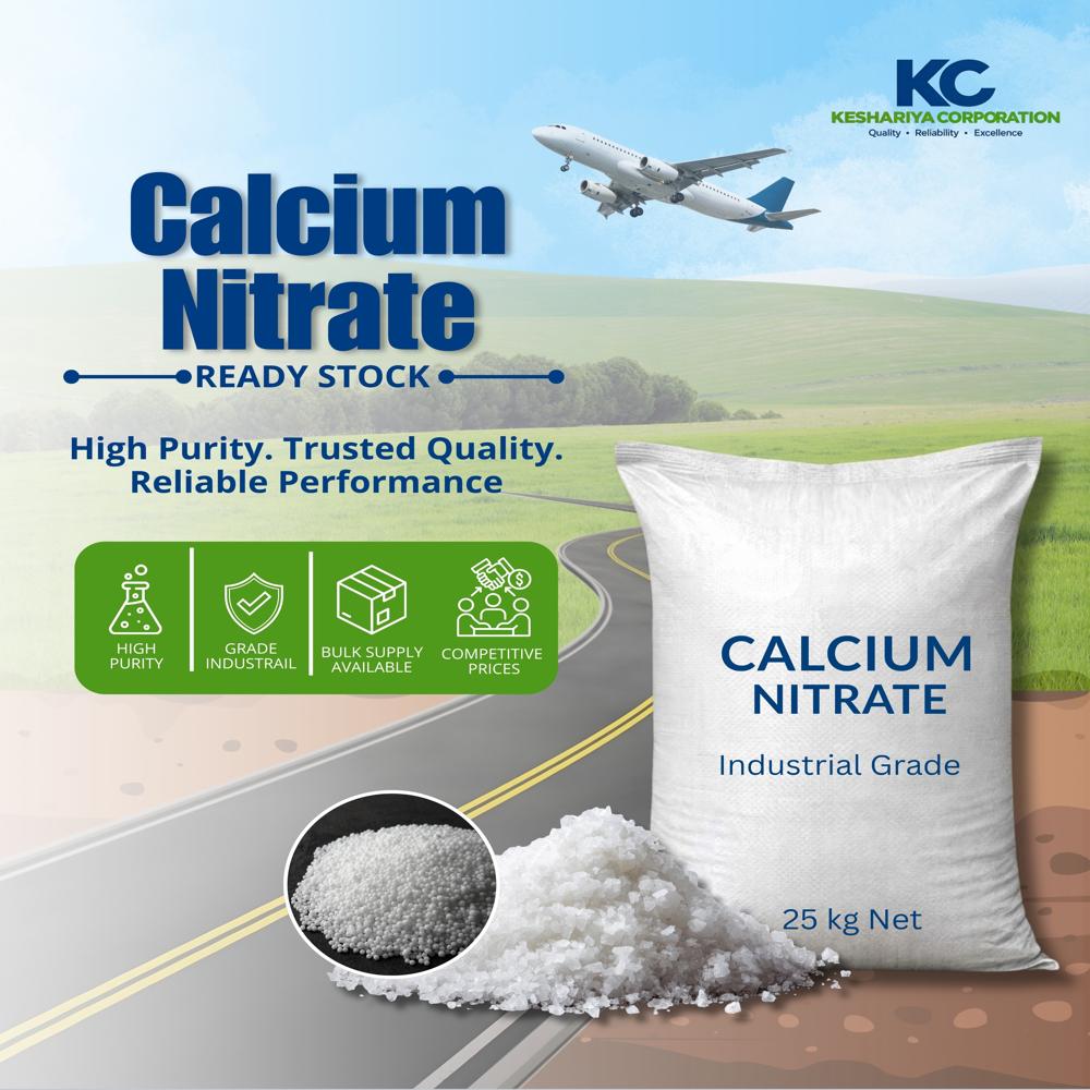 Calcium Nitrate - 25 kg HDPE Bag, >99% Purity, Granular Crystalline, Water-Soluble Oxidizing Agent, Agricultural & Industrial Use