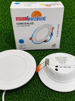 9W LED Concealed Light - Polycarbonate & Aluminium, 90mm Round, Cool/Warm White, 120A Beam, Flicker Free, Surge Protected