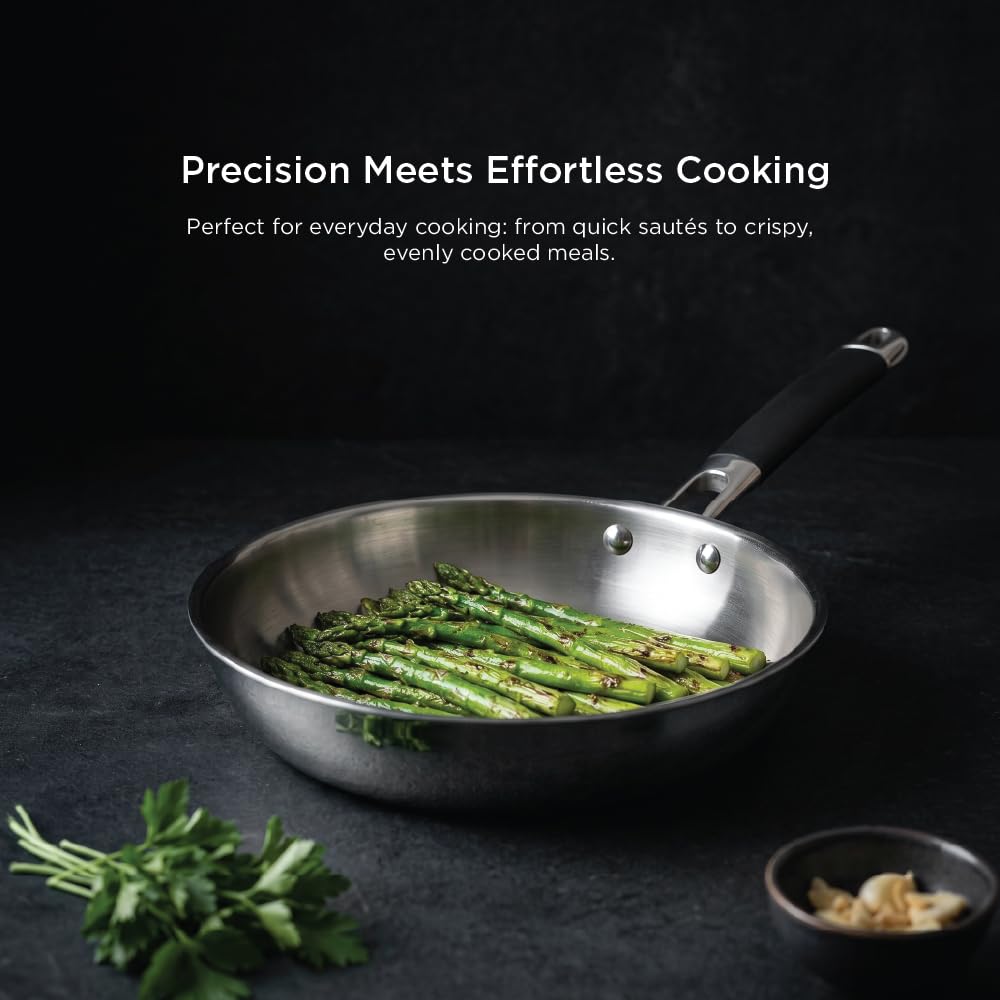 Meyer Trivantage Pro Stainless Steel Open Fry Pan | Healthy, Non Toxic | Frypan | 22CM | 10 Year Warranty | Silver 32103
