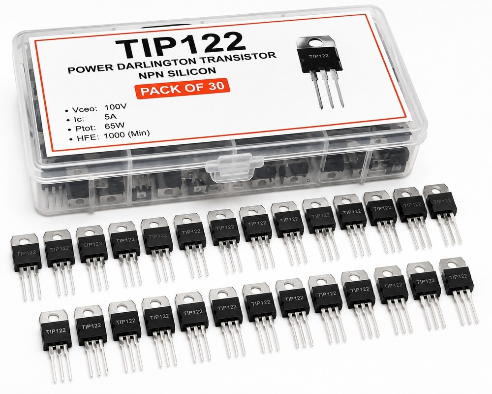 TIP122 NPN Darlington Power Transistor 100V 5A TO-220 High Gain Switching Transistor