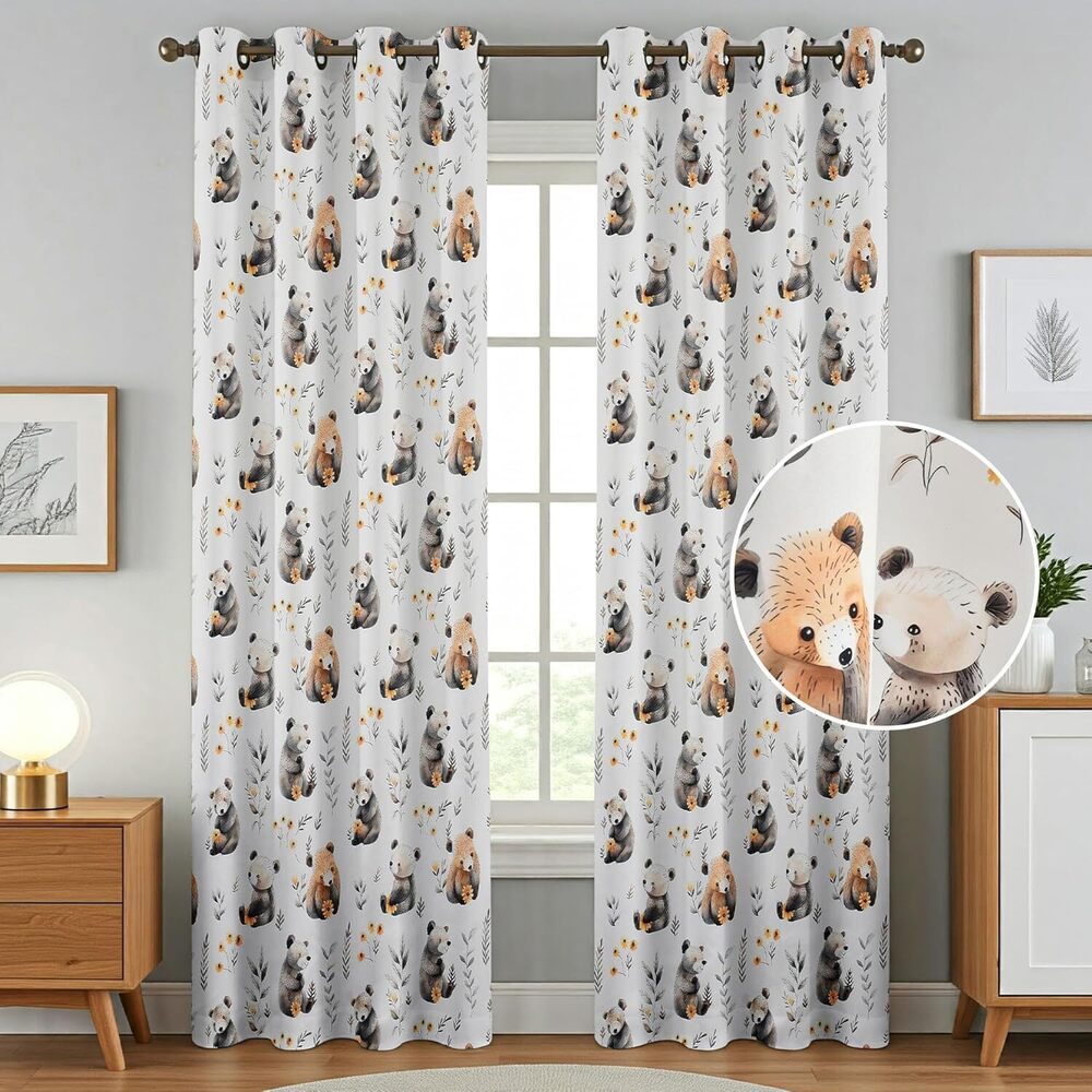 Kids Panda Printed Blackout Curtain