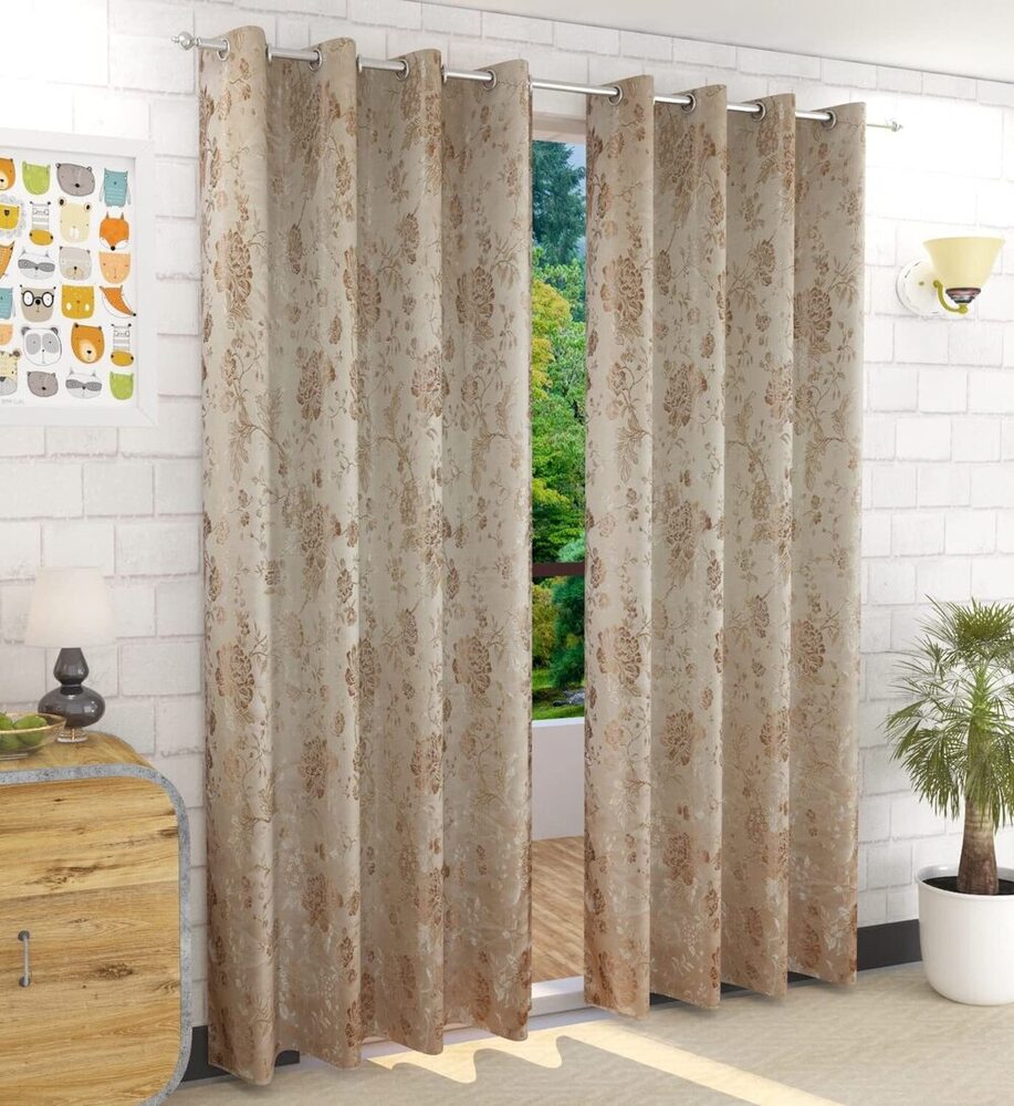 Jaquard Flower Beige Color Curtain