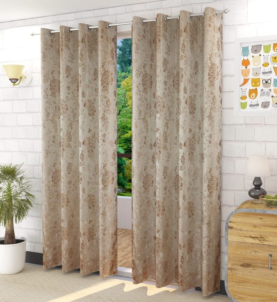Jaquard Flower Beige Color Curtain