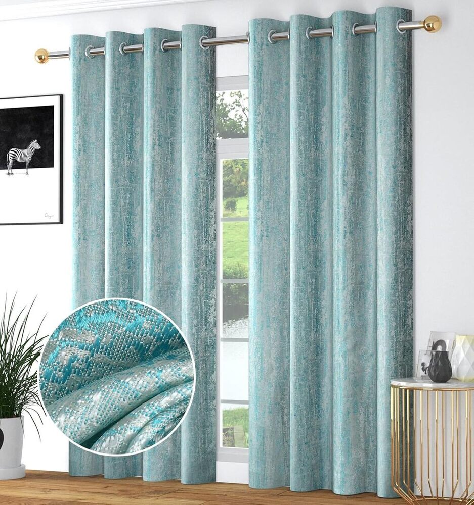 Jaquard Aqua Color Texture Curtain