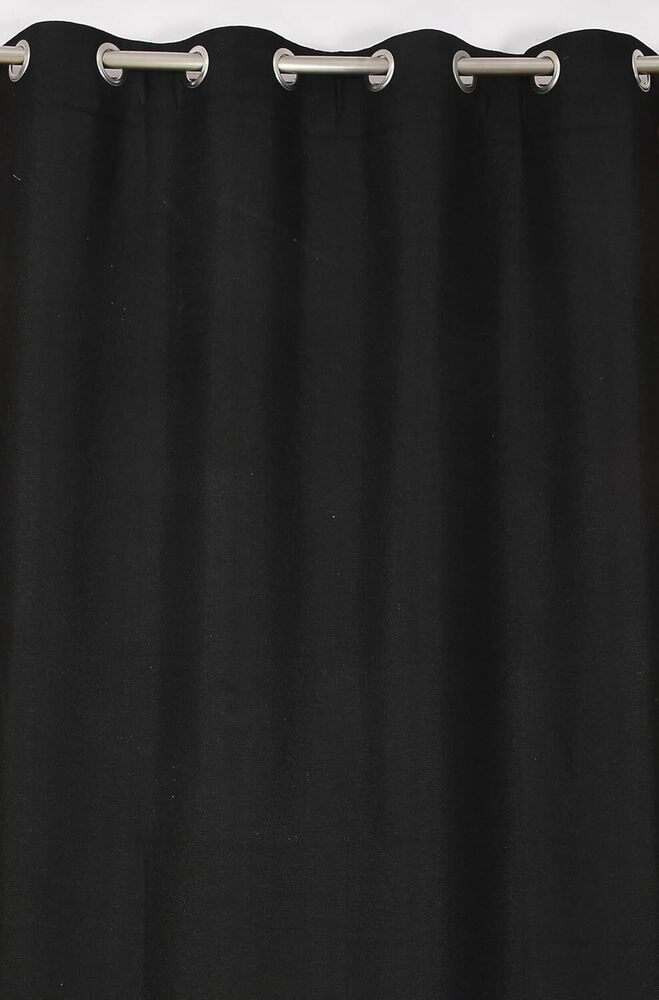 Black Plain Weave Room Darkning Range Curtain