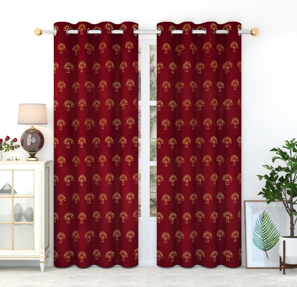 Jacquard Maroon Color Customized Curtain