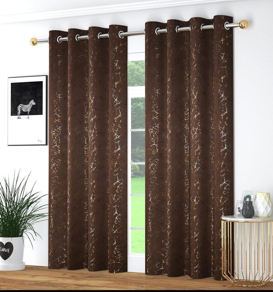 Foil Blackout Brown Color Curtain