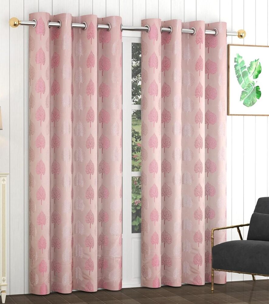 Jaquard Pink Color Panpatta Curtain