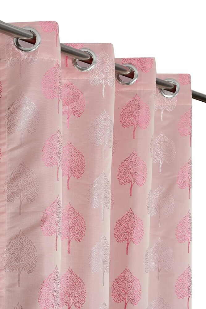 Jaquard Pink Color Panpatta Curtain
