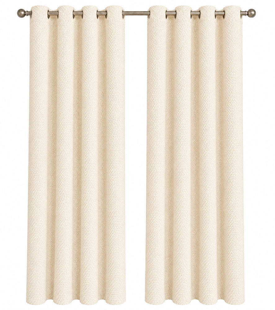 Offwhite Color Twill Weave Room Darkening Jute Blend Curtain