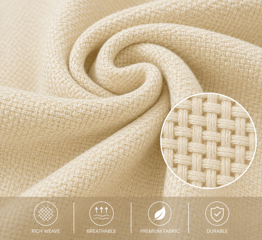 Offwhite Color Twill Weave Room Darkening Jute Blend Curtain