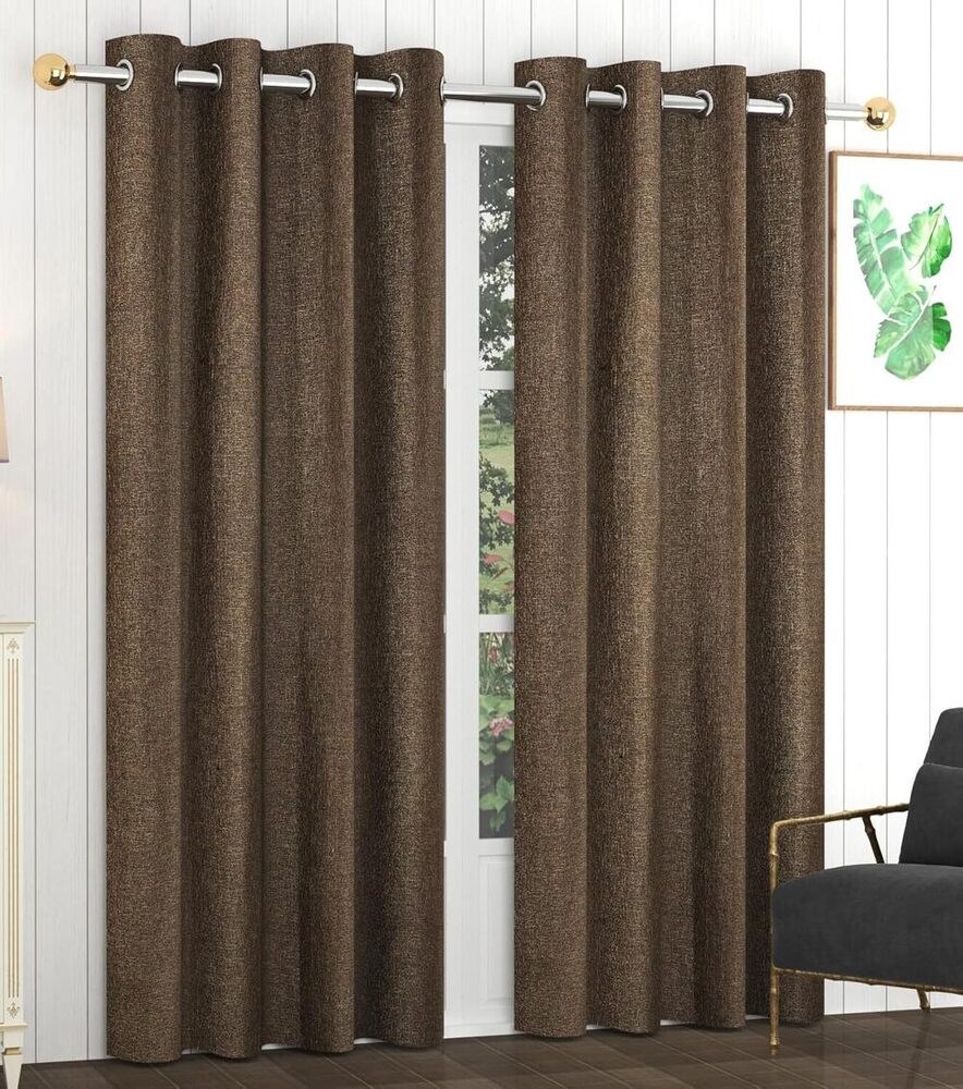 Brown Plain Weave Room Darkning Range Curtain