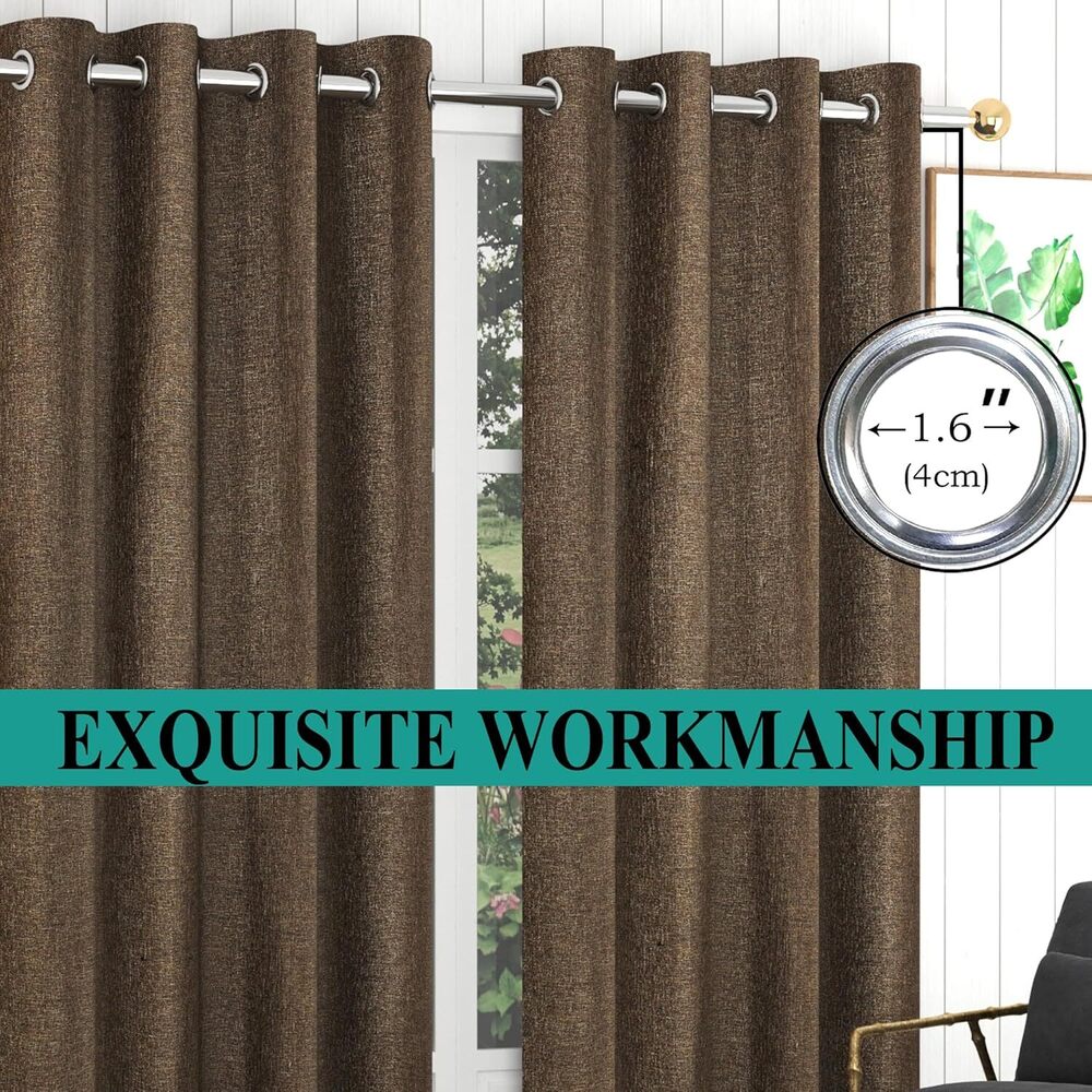 Brown Plain Weave Room Darkning Range Curtain