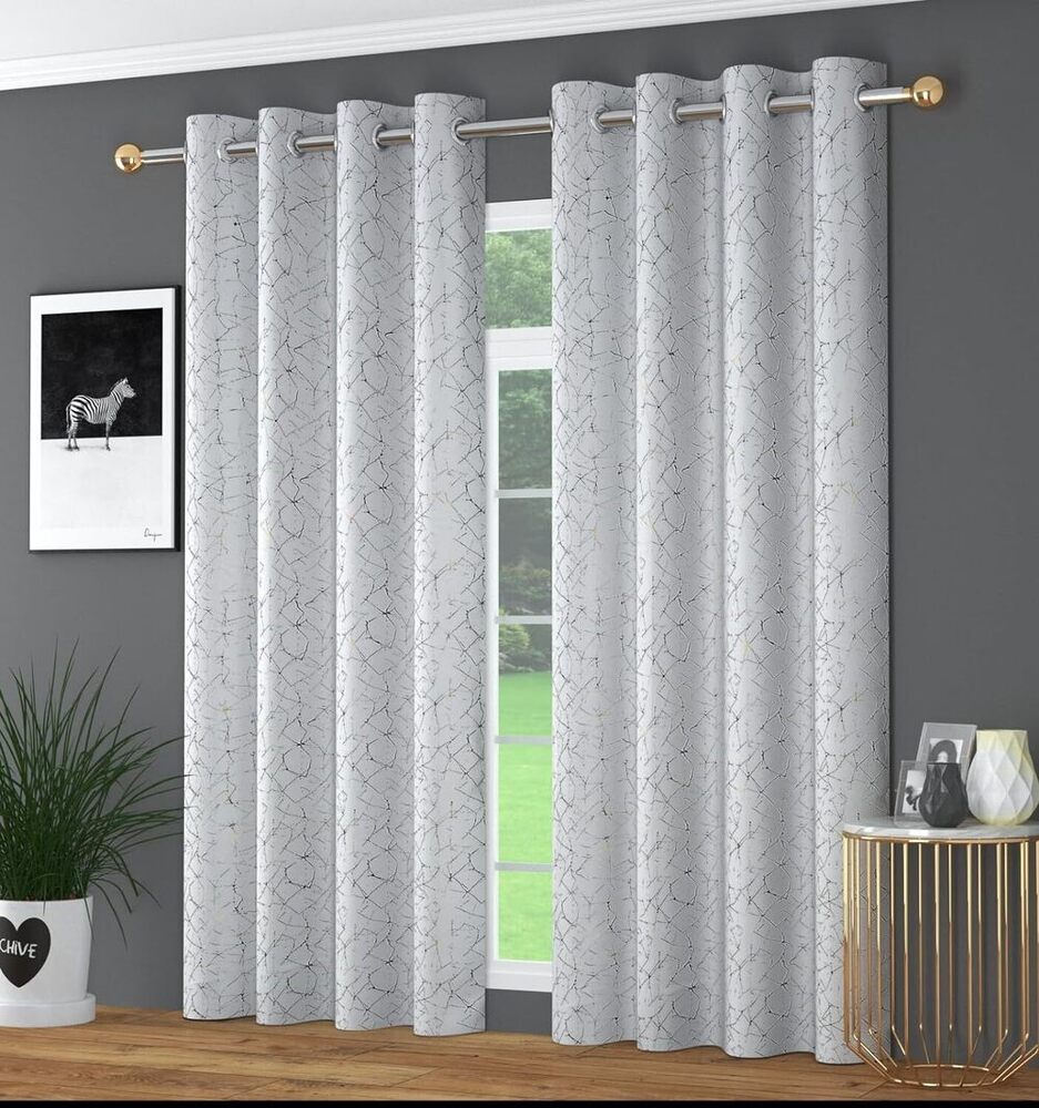 Foil Blackout White Color Curtain