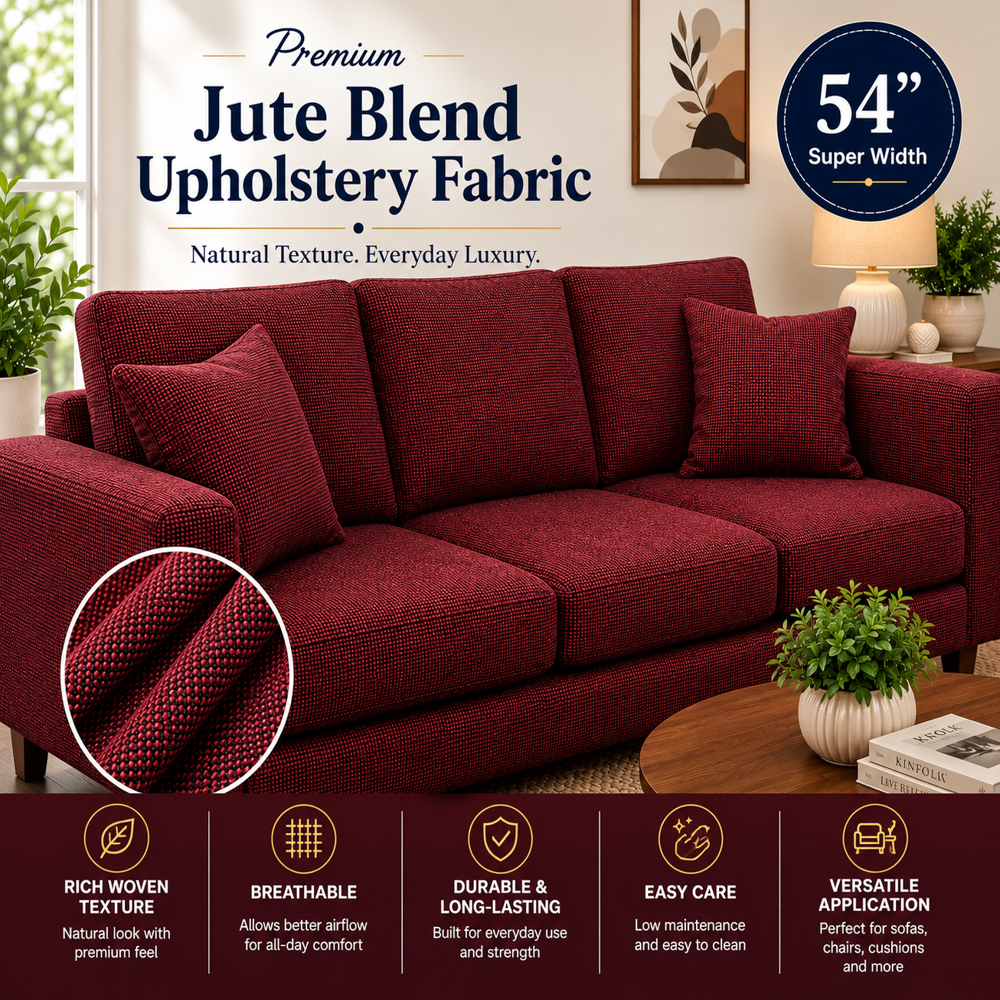 Plain Jute Blend Sofa Fabric