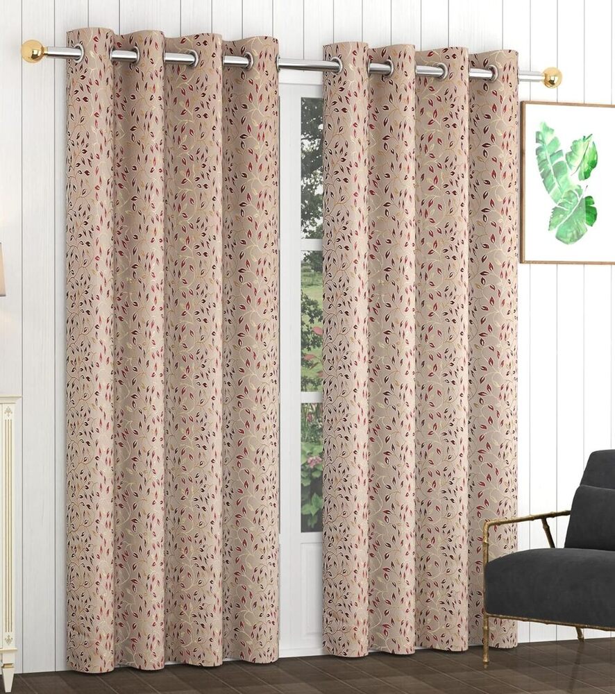Jaquard Maroon Color Smallleaf Curtain