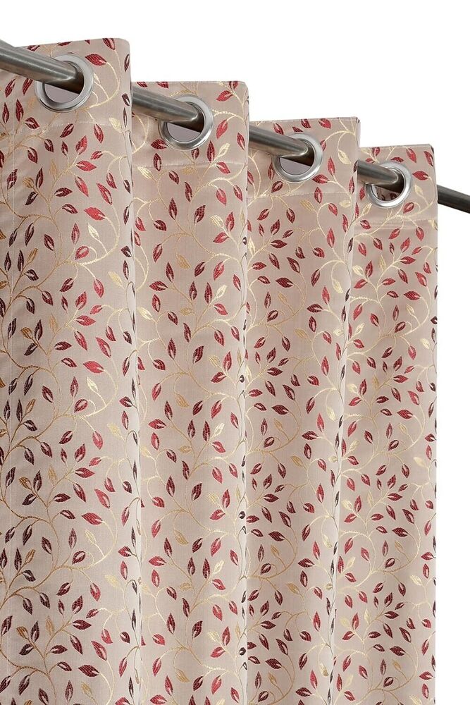 Jaquard Maroon Color Smallleaf Curtain