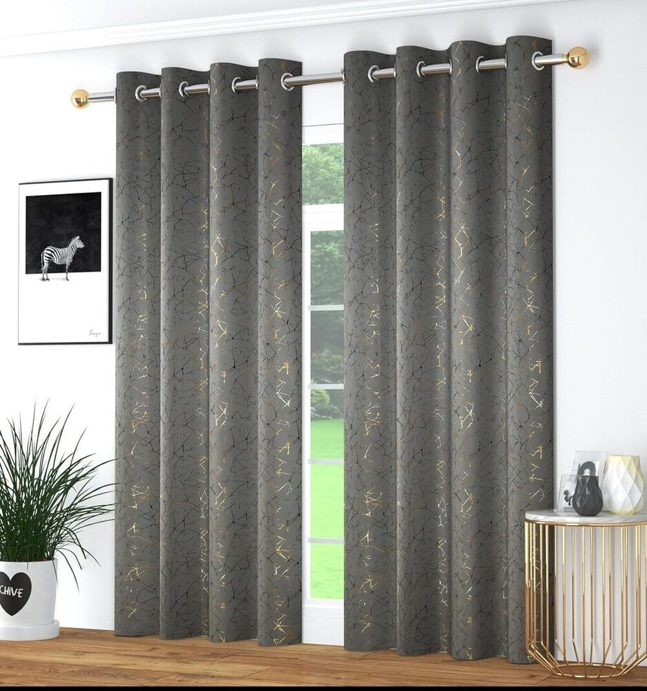 Foil Blackout Grey Color Curtain