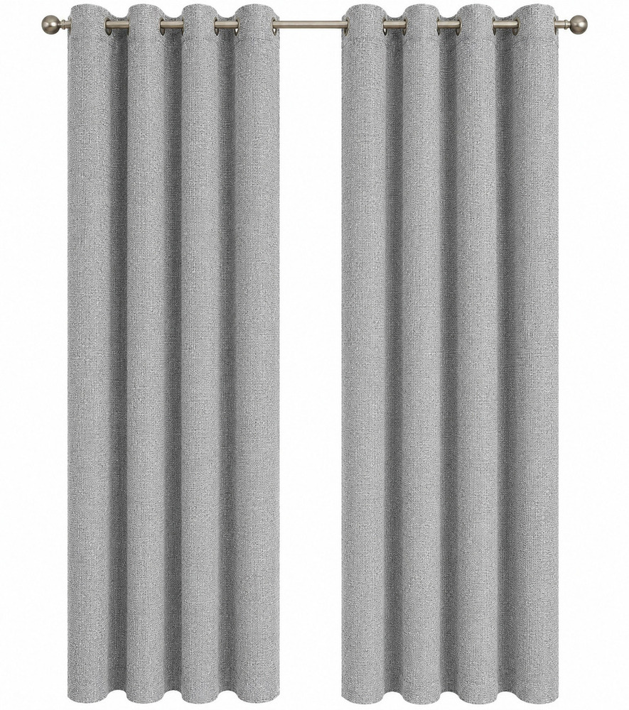 Grey Color Twill Weave Room Darkening Jute Blend Curtain